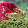 Miękka i elegancka obroża premium dla charta, wykonana z wysokiej jakości weluru, z kwiatowym haftem w kolorze złotym, pasek to oryginalny Biothane.