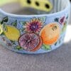 Obroża dla psa na lato z wyhaftowanym motywem cytrusów, pomarańczy, cytryn, limonek